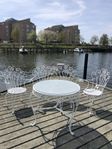 KLASSISK CAFÉ SET I JÄRN ,HOPFÄLLBAR STOL MED FOTSTÖD