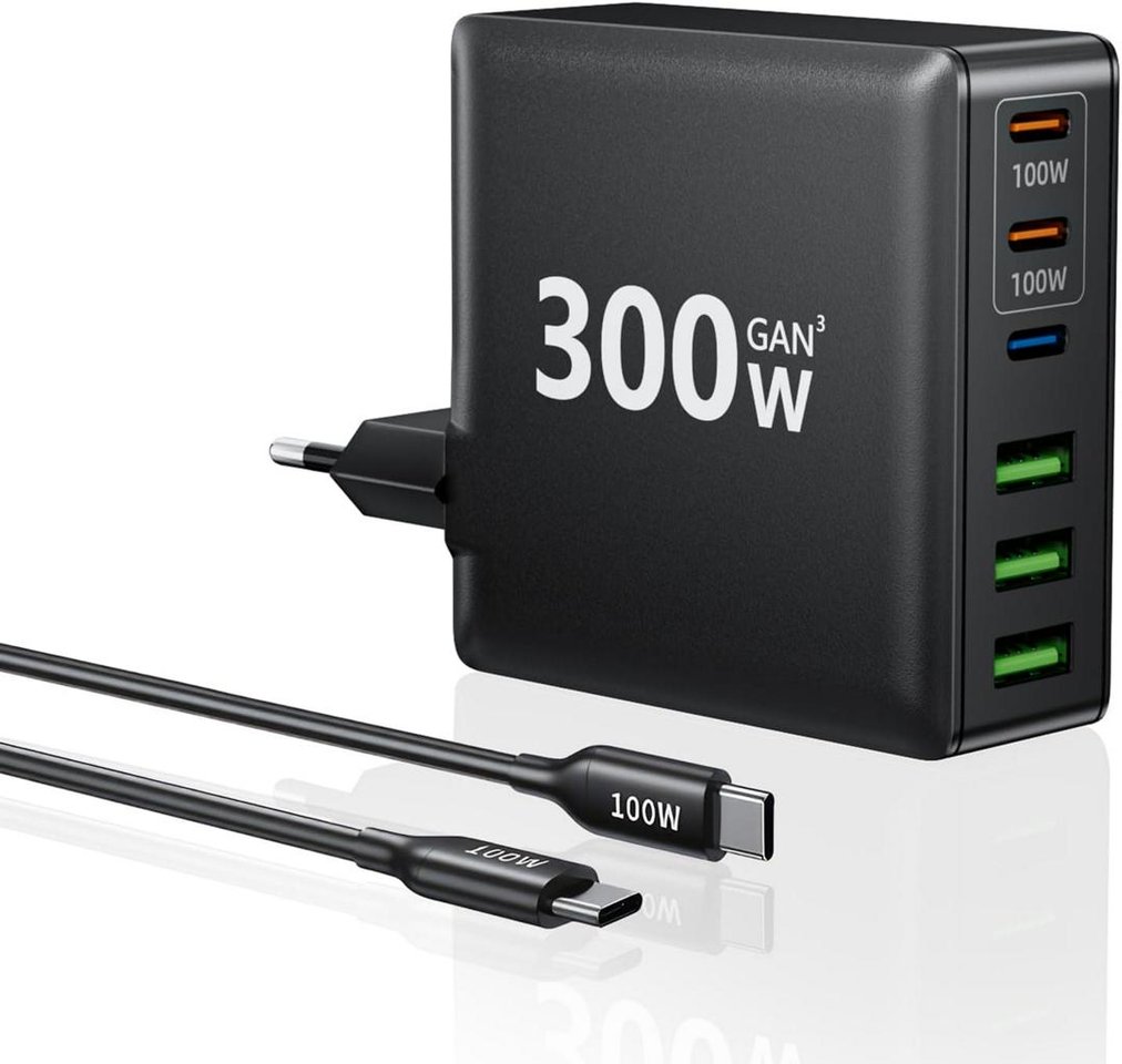 NY! USB-C Laddare, 300W, 6 Po...