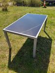 bord glass med aluminium ram trädgårdbord