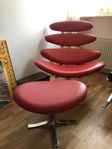 Röd läderfåtölj - reproduktion Corona chair