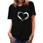 Svart T-shirt med vitt hjärta st XL 