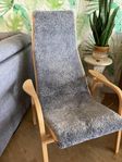 Lamino fåtölj + pall - Bok, Scandinavian Grey
