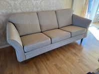 3 - sits soffa i ljus beige - grå  linnetyg