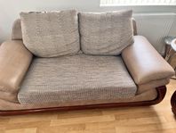 Soffgrupp läder och tyg 2+1+1