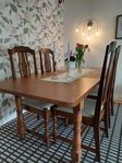 Matgrupp i ek med 4 stolar