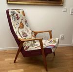 Vintage Karmstol Teak Tyg Josef Frank ”Vegetable Tree”