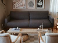 Soffa North, BOLIA, grå ull. Ny 54200 kr. Puff/ schäslong