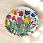 Svensk Tenn rund bricka Tulpaner av Josef Frank 