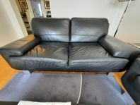 Design 2-sits + 3-sits Soffa Svart i Skinn