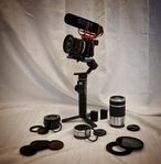 Sony A6500, gimbal, ND-filter, objektiv för foto och video
