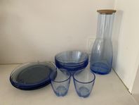 Kosta Boda Bruk glas, karaff, skål och assiter
