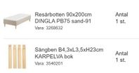 Resårbotten 90x200cm DINGLA PB75 inkl. ben & bäddmadrass