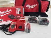 Milwaukee batteripaket 18v, 12v, laddare