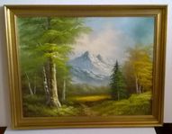 Oljemålning med ram. Rammått  70 x 75 cm. Se bilder!