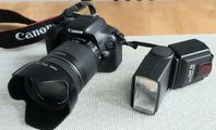 Canon EOS 550D 18-135mm inkl blixtaggr. Dörr DAF42, f/Canon