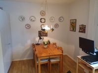 Trearmad trälampa med glaskupa