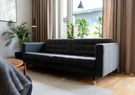 Ikea 3-sitssoffa, Landskrona mörkgrå/trä