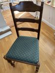 Matgrupp, brunlaserad ek, vintage bord 30-tal, stolar 2000