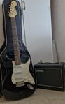 Elgitarr, fodral och Förstärkare