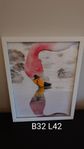 Tavla med flamingo – glaset sprucket (B32xL42 cm)