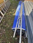 poolöverdrag 4x8 meter ink romersk trappa