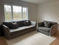3sits soffa + fåtölj Grå sammet