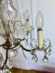 Antik vintage 5 fem armad taklampa kristallkrona ca 40x60cm