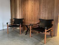 2 st Sirocco Chairs av Arne Norell – Svart läder / Ek