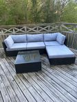 Rotting lounge set svart med bord