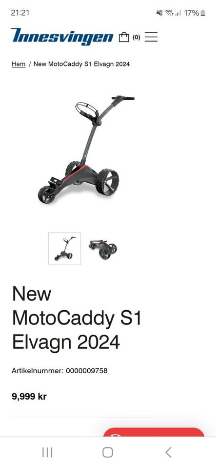 Motocaddy s1 elvagn