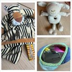 Bebispaket: Snuttis, skallra, spegel m. prassel 