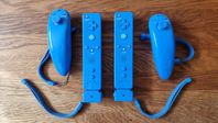 Wii - 2x Handkontroller och 2x Nunchucks - Blå