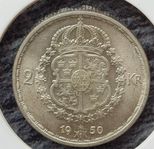 13 st 2 Kronor Gustaf V med 40 % Silver.