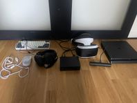 Skärm, pc, ps4, ps4 vr, gaming mus, gaming keyboard