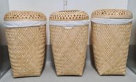 SALUDING 3 stk - handgjord bambu tvättkorg, 50 l