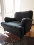 Soffa + fåtölj i tyg - kulör antracit