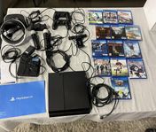 PS4, VR headset, 2 kontroller, kamera och 13 spel