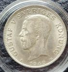 1 Krona Gustaf V med 80% Silver.