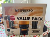 Nespresso Vertuo Pop kaffemaskin med en Aeroccino 3