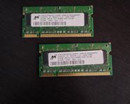 2 st x512MB DDR2 Minnen till bärbara 