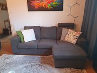 3-sitts soffa med schäslong och nackstöd (Grå)