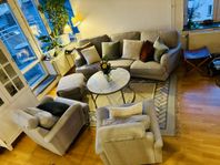 Grå Oxford-soffa soffa bortskänkes