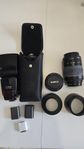 Canon objektiv, batterier, blixt 