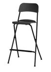 Barstol, hopfällbar, svart/svart, 74 cm