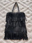 Handväska bag väska i äkta skinn fransar fransväska boho