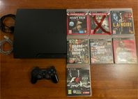 PS3 + handkontroll & 6 spel