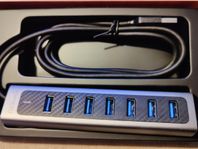 Gimundo GM7U 7-port USB HUB 3.0 aluminium, 1,8 m lång kabel