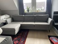 County soffa och fotpall, grå