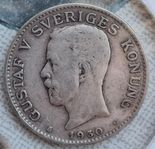11 st Gustaf V Silvermynt med 80% Silver.