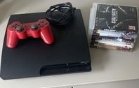 PS3 slim 320GB med tillbehör och spel